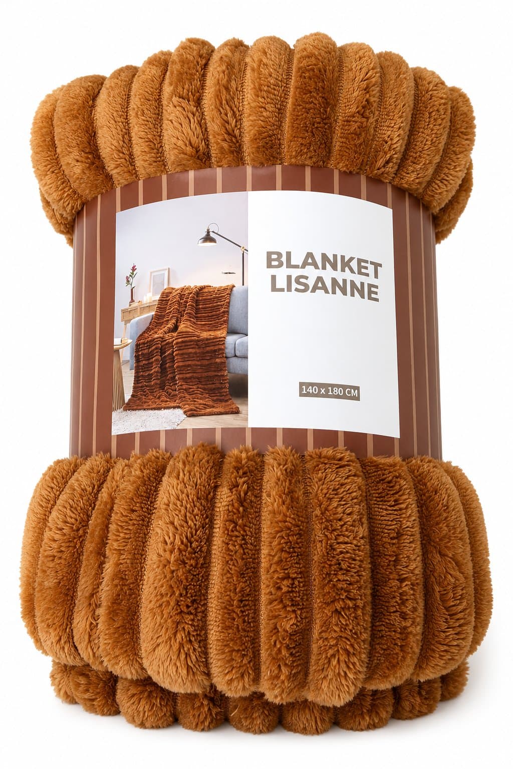 Kuscheldecke Lisanne 140 x 180 cm Cognac Karamell – weiche Wohndecke OEKO-TEX