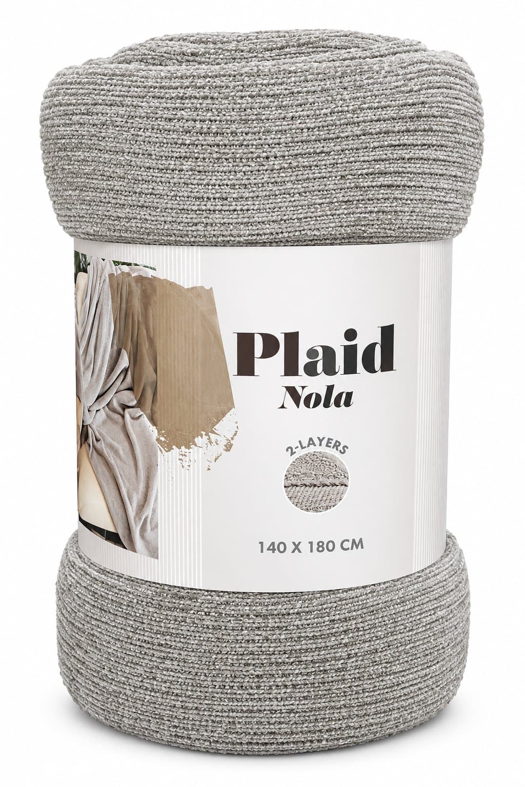 Plaid Nola Kuscheldecke 140 × 180 cm Grau – 2-lagig – OEKO-TEX®