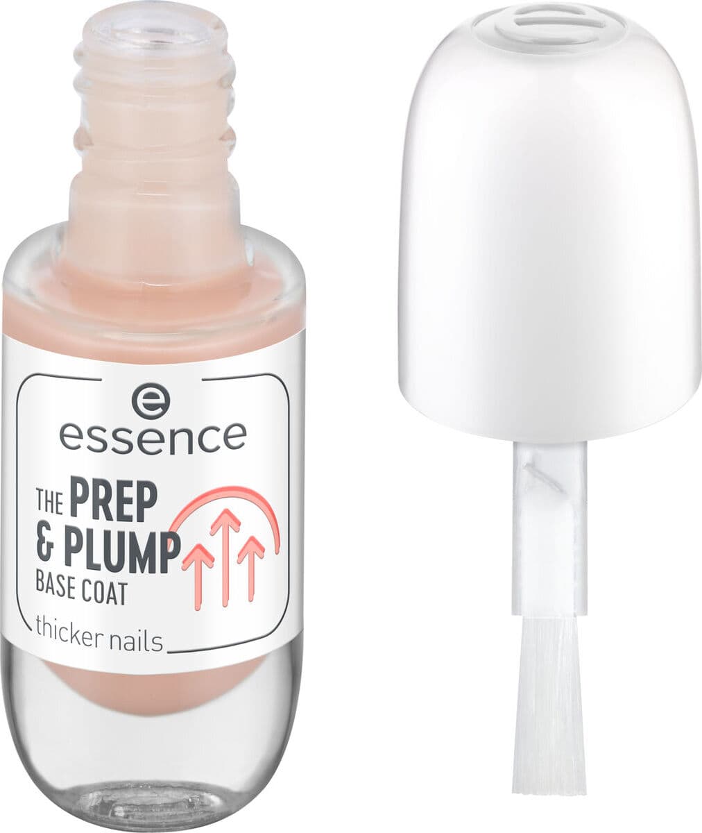 Essence THE PREP & PLUMP BASE COAT, Neutral, Schutz, Glanz, Durchscheinend, Pinsel, Flasche