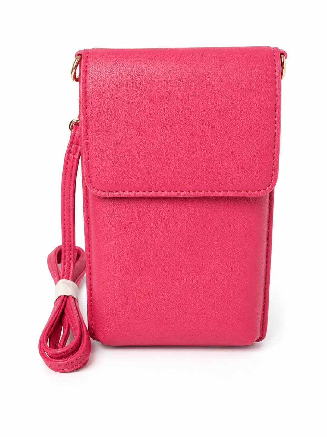 Handytasche Damen Pink zum Umhängen | Crossbody Phone Bag mit Kartenfach | Umhängetasche Lederlook mit Goldelementen | NEU