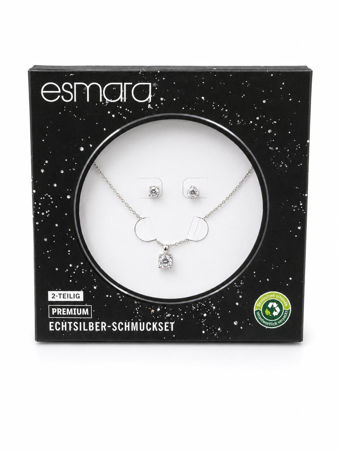 Esmara Echtsilber-Schmuckset 925 Sterling Silber mit Zirkonia | Collier & Ohrstecker 2-teilig | Damen Schmuck Geschenk NEU