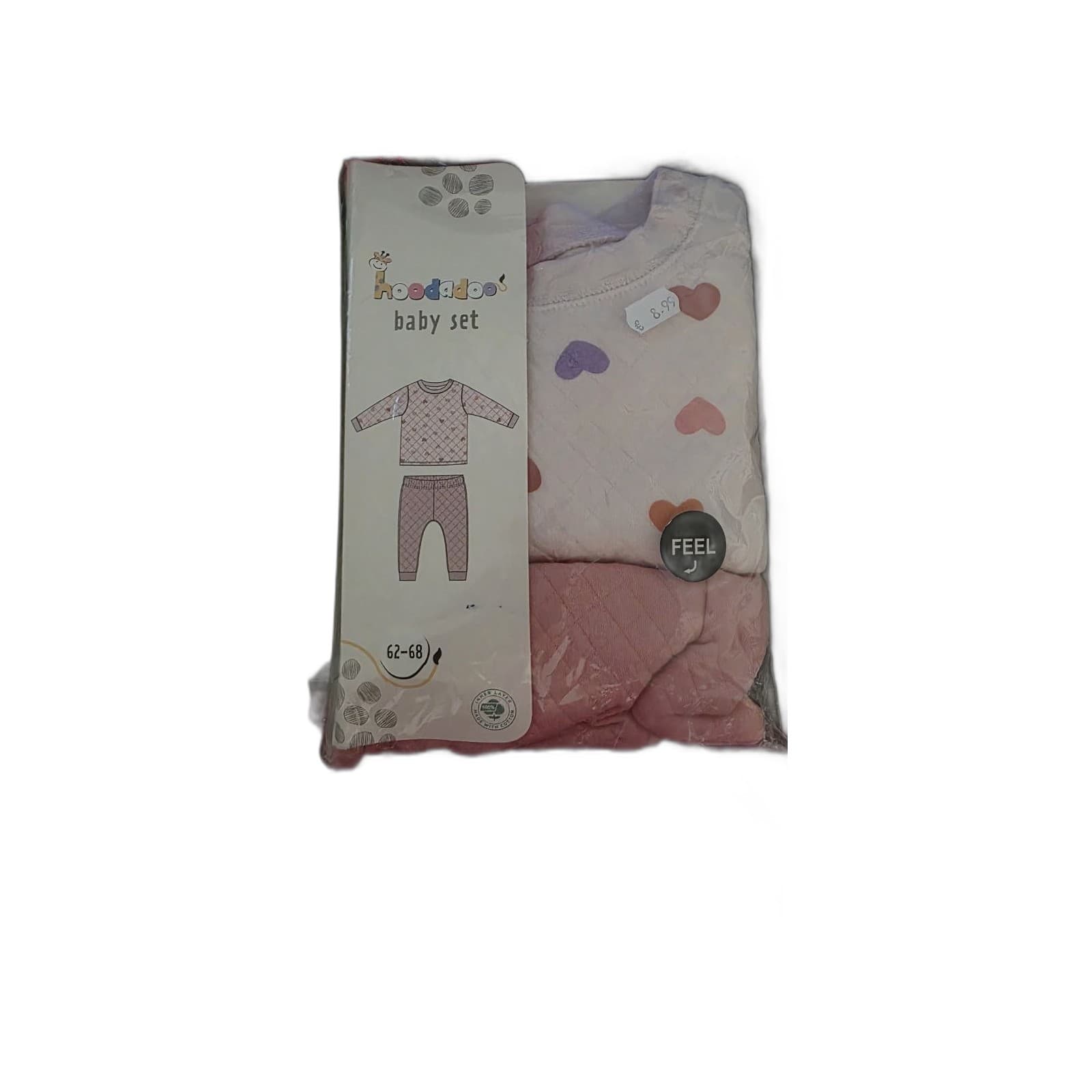 hoodadoo Baby Set Mädchen 2-teilig Langarmshirt + Hose Herzen rosa