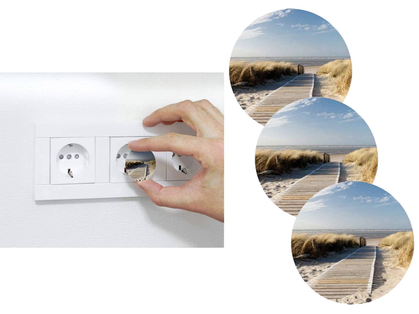 3er Set Steckdosen Schutzabdeckung Motiv Strand