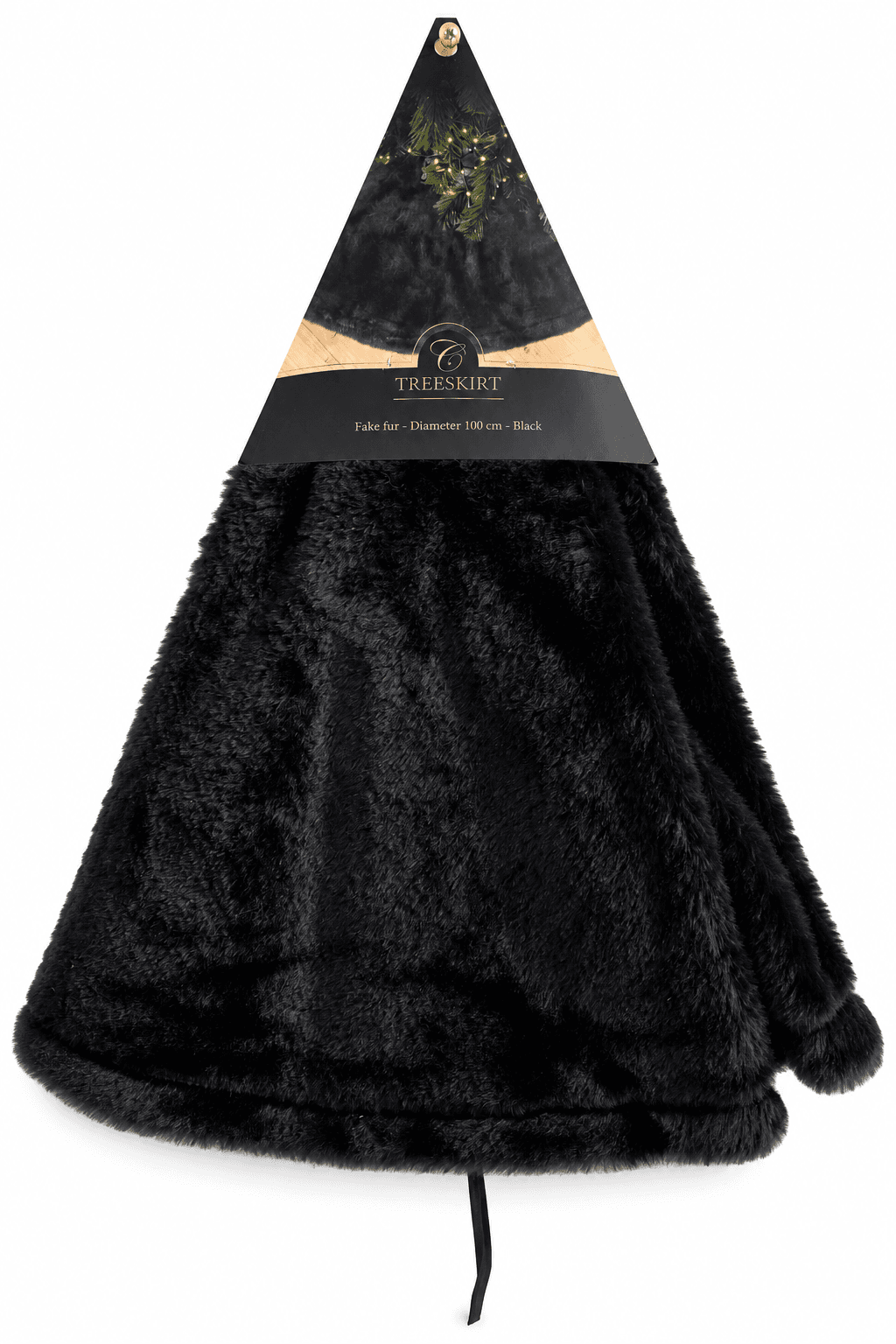 Weihnachtsbaumdecke Schwarz Ø 100 cm – flauschige Christbaumdecke aus Kunstfell