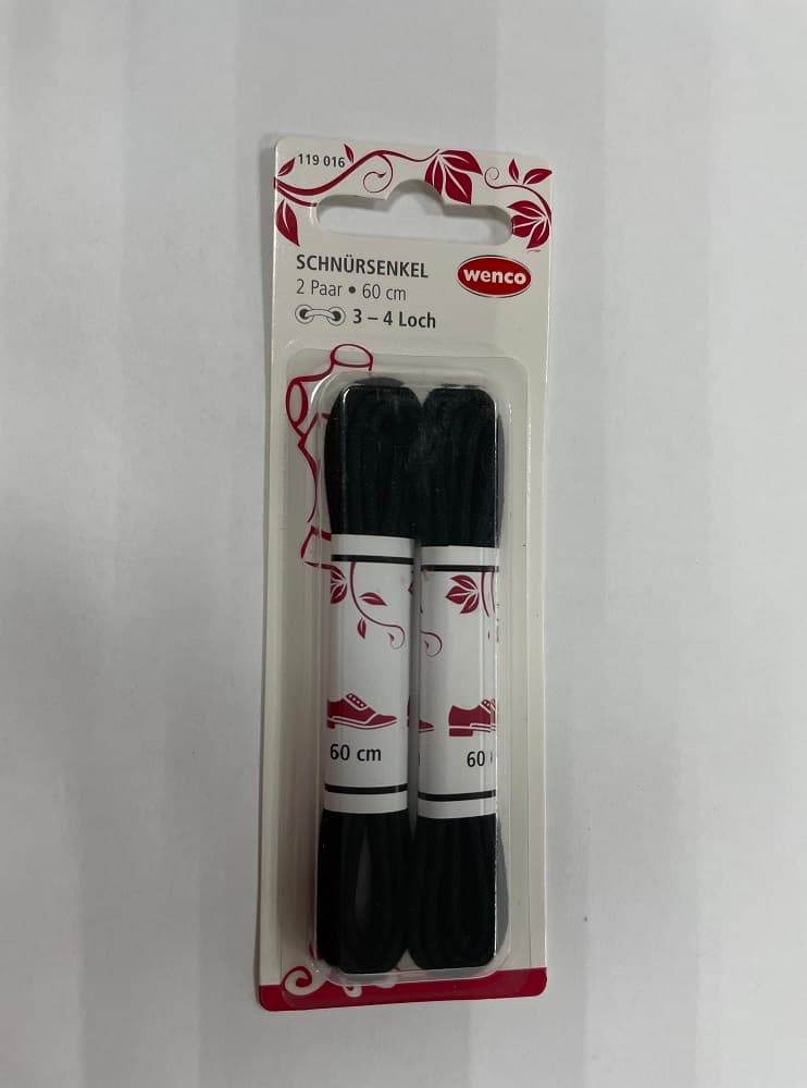 Wenco Schnürsenkel 2 Paar Rund Schwarz 60cm